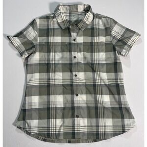 Kuhl Women's S Gray Plaid Lightweight Kamp SS Button Up Shirt UPF 30+